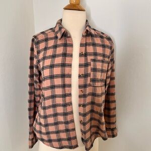 Abercrombie & Fitch Pink lavender black blue classic plaid flannel shirt Size XS